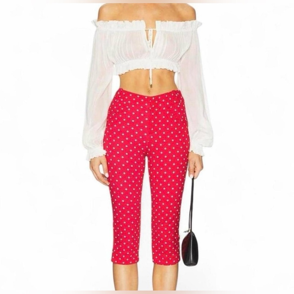 Free People Red and white polka dot capri pants size 8. New without tags